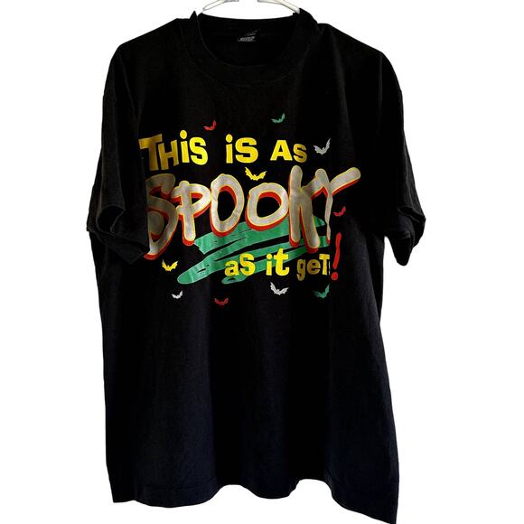 VTG Best Halloween T Shirt This Is As Spooky As it Get! Single Stitch Black XL - Picture 1 of 4
